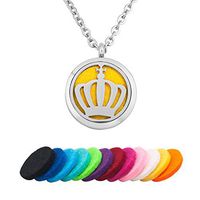 CoolJewelry Essential Oil Diffuser Necklace an Crown Aromatherapy Pendant Magnetic Perfume Stainless Steel Jewelry