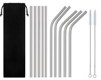 10-Pack Reusable Straws, Stainless Steel Straws 10.5 Inch Ultra Long Rustproof Metal Drinking Straws for Cocktail, Drinks, Smoothie, Milk, Juices, Fit for Yeti Tumbler (5 Straight+5 Bent+2 Brush)