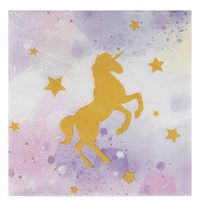 Cocktail Napkins - 100-Pack Disposable Luncheon Paper Napkins, Unicorn Themed Birthday, Baby Shower Party Supplies, 2-Ply, Unicorn Sparkle Design, Unfolded 13 x 13 Inches, Folded 6.5 x 6.5 Inches