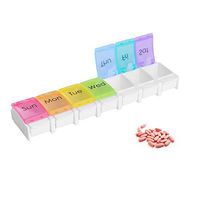 7 Day Pill Case Weekly Pill Organiser Portable with 7 Large Compartments Push Button for Pills/Vitamin / Fish Oil/Supplements
