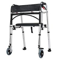 DMZY Walkers with Manual Brake, Sled Mat, 2 Wheels, Waterproof Leather Seat Profession Medical Walking Frames