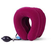 Cervical Neck Traction Device and Collar Brace, Inflatable and Adjustable Neck Support & Stretcher is Ideal for Spine Alignment and Chronic Neck Pain Relief (Red)