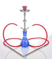 2 hose 21" Pita Blue Hookah Shisha Nargila water glass vase pipes smoke sale