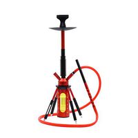 Hookah Set 24'' Modern Aluminum Carbine Shisha 2 Hose with Glass Tank & Silicone Hookah Bowl