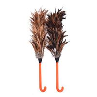 XENO-Portable Feather Fur Brush Duster Dust Cleaning Tool Plastic Hooked Handle 45cm