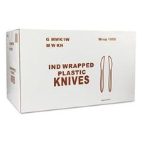 GENERATIONS Consumer MWKIW Wrapped Medium-Weight Cutlery, Knives, White, 6 1/4quot, 1000/Carton