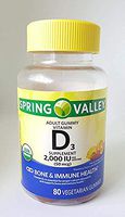 Spring Valley Organic Adult Gummy Vitamin D3, Orange, Lemon, Strawberry, 80 Vegetarian Gummies (Pack of 2)