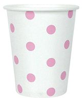 Just Artifacts Polka Dot Party Paper Cups (24pc, Baby Pink) - Paper Decorations for Birthday Parties, Weddings, Baby Showers, and Life Celebrations!