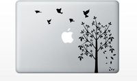 Birds Flying Tree Leaves Falling Funny Cute Decal Sticker for Apple MacBook Laptop pro and air 13" 15" 17" Models Black