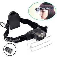 Lighted Head Magnifier Glasses Headset with Led Light Magnifying Head Lamp Headband Loupe Visor Hands-Free for Watch Repair Reading Eyelash Hobby Crafts Sewing, 5 Lenses