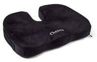 Chesna Coccyx Seat Cushion Premium Comfort Foam Pillow for Back Support, Tailbone and Sciatica Pain Relief - Non-Slip Bottom, Washable Cover and Handle for Travel and Portability - Black