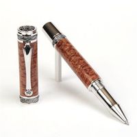 Majestic Rollerball Pen - Black Titanium - Afzilia Snakeskin