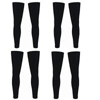 4 Pairs Sport Cycling Stretch Leg Knee Long Sleeve Sunscreen Leg Warmer (footless sock stocking)- Black - XXXL Size