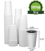 Safeware 10 oz [ 100 Cups] Togo Disposable White Paper Coffee Cups | Hot Beverages | Expresso | Tea | Coffee | Latte | Hot Chocolate Restaurant Grade