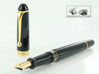 Aurora 88 Gold Plated Black Resin Large Extra Fine Point Fountain Pen - AU-800EF