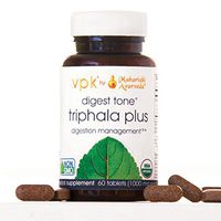 Organic Triphala - Digest Tone (Triphala Plus) | 60 Herbal Tablets - 1000 mg ea. | Premium Triphala with Cabbage Rose | Balancing Formula for Regular Elimination & Proper Digestion