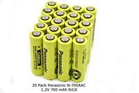 Contractor Pack - 20 Pcs - New Panasonic AA NiCd 1.2V 700 mAh N-700AAC Rechargeable Battery