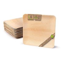 Naturally Chic Palm Leaf Biodegradable Plates | 10” Square Compostable Disposable Small Dinnerware Bulk Set - Eco Friendly - Plates for Weddings, Parties, BBQs, Events (200 Pack)