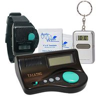 TrueDio Talking Low Vision Kit - Includes Talking Keychain and Talking Watch - with Additional Third Low Vision Item (Curve Clock, Big Button Clock, or Digital Alarm Clock) (w/Curve Talking Clock)