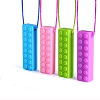 Sensory Chew Necklace - Chewing Necklace for Boys and Girls with Colored Cords, Sensory Chew Toys for Kids with Autism, ADHD, SPD, Anxiety, 4 Pack Silicone Chew Tubes, BPA Free