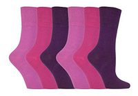 Gentle Grip - 6 Pairs of Ladies Diabetic Socks - 5-9 us (Pink)
