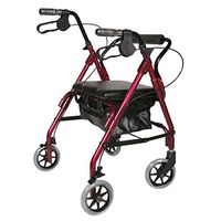 TYJ-USA Elderly Walker Elderly Travel Assisted Four-Wheeled Trolley Seat Can Be Folded Light Shopping Cart (Color : Red, Size : 4583-94cm)