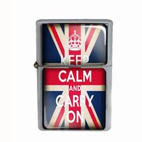 Wind Proof Dual Torch Refillable Lighter Keep Calm and Carry On UK Flag Design-009