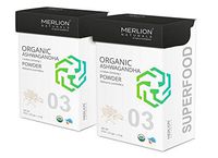 Organic Ashwagandha Root Powder by Merlion Naturals | Withania Somnifera/Indian Ginseng (16 OZ (2 Pack of 8 OZ))