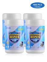 4 Bottles / 400 Pcs Disinfectant Wipes Portable Alcohol Wet Wipes Antiseptic Cleaning Wipes for Phone, Toys, Home, Office