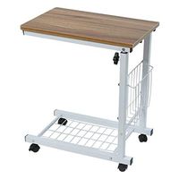 US Fast Shipment Quaanti Height Adjustable Sofa Side End Table Wheel Mobile Computer Desk for Small Spaces, Coffee Tray Snack Side Table Under Sofa Overbed Table C Table Rolling Laptop Cart (Gold)