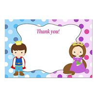 30 Blank Thank You Cards Pirate Princess Kids Girl Boy Birthday Party + 30 White Envelopes