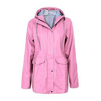 Coupondeal Solid Rain Jacket Outdoor Plus Jackets Waterproof Hooded Raincoat Windproof(Pink,XXXXL)