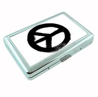 Peace R1 Hip Silver Cigarette Case Id Holder Metal Wallet 4" X 2.75" RFID Protection