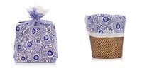 Twofer Reusable Blue Paisley Gift Wrap Bags by Designerliners. 8-Pack. Gift Wrap for You – Then Home Décor for Recipient. 21” x 24”. Twist Ties Included.