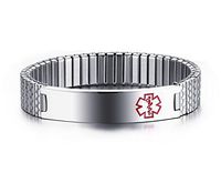Personalized Custom Engraving Stainless Steel Medical Alert ID Stretch Bracelet for Men,7"- MEDIA
