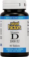 Natural Factors - Vitamin D3 1000 IU, Supports Healthy Bones, 90 Tablets