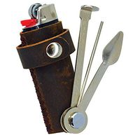 Genuine Leather Lighter Holder with Pipe Tools, Includes Scraper, Packer, Poker