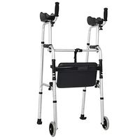 Elderly Walker Folding Front Wheeled Walker Aluminum Alloy Arms Support with 2 Button and 5" Wheels, Adjustable Height (Short, Standard, Tall People),A