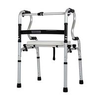 LBYMYB Foldable Walker Four-Wheel Stainless Steel Walker Without Wheel Elderly Help to Get Up and Walk (with Seat Plate) Wheelchair