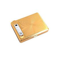 Hard Box Stainless Steel Cigarette Case & USB Rechargeable Lighter (gold)