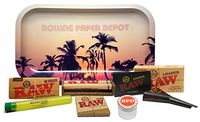 RAW King Size Supreme, 110 Roller, Pre-Rolled Tips, Loader, Rolling Paper Depot Rolling Tray (Retro Palms) 42MM Grinder and Kewl Tube- 7 Item Bundle
