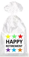 Happy Retirement Rainbow Stars Party Favor Bags with Ties - 12pack