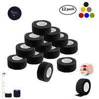 Self Adherent Wrap Tape Medical Cohesive Bandages Flexible Stretch Athletic Strong Elastic First Aid Tape for Sports Sprain Swelling and Soreness on Wrist and Ankle 12 Pack 1Inch X 5Yards(Black)