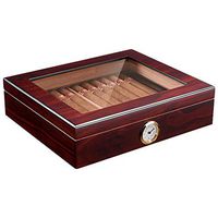 YX Xuan Yuan Cigar Box - Cigar Box moisturizing Fragrant Cedar Wood Transparent sunroof Built-in humidifier About 35 Sticks Cigar Box (Color : A)