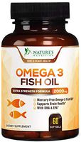 Fish Oil Omega 3 Supplement Extra Strength DHA & EPA 2000mg – Premium Quality Fatty Acid Brain & Heart Health Support - Burpless - Made in USA - Best Non-GMO - 60 Softgels