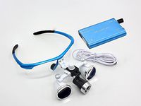 Superdental 3.5x420mm Dental Loupes Surgical Binocular Loupe Magnifier Red Head Light (Blue)