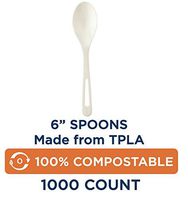100% Compostable Spoons by World Centric, Made from PLA, 6" Ice Cream Spoons (Pack of 1000)