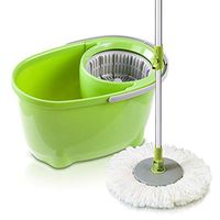 360° Household Mop Bucket Floor Cleaning System Stainless Steel Extended Length Handle with with 2 Cotton Mop Heads, Microfiber Spin,2 cotton heads