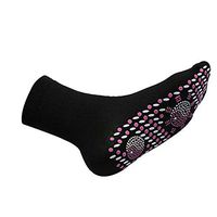 Self Heating Socks, FIged Tourmaline Self-Heating Therapy Magnetic Socks Comfortable Breathable Massage Anti-Freezing Warm Foot Socks Outdoor Skiing (Black)