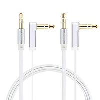 3.5mm Audio Cable, CableCreation [1.5 Feet, 2-Pack] Flat 3.5mm Aux Cord/Auxiliary Cable 90 Degree Right Angle Compatible with Car Stereo, Headphones, iPhone iPod, Sony Beats, Speakers &More